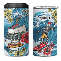 Hawaii Santa Skeleton Surfing Personalized 4 in 1 Can Cooler Tumbler Mele Kalikimaka i Iulai! LT9 One Size: 16 oz Blue - Polynesian Pride