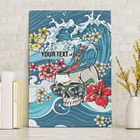 Hawaii Santa Skeleton Surfing Personalized Canvas Wall Art Mele Kalikimaka i Iulai! LT9 Without Frame Blue - Polynesian Pride