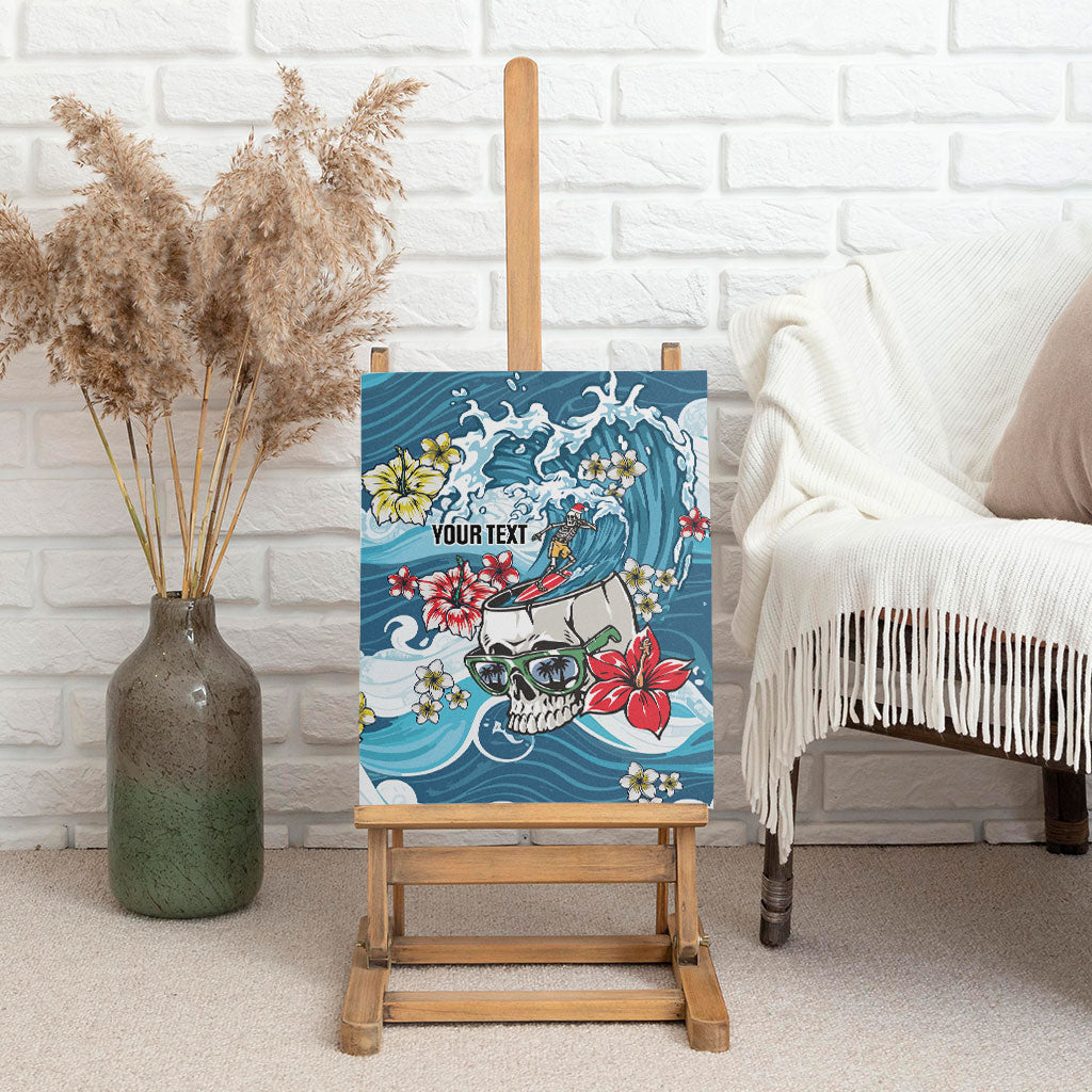 Hawaii Santa Skeleton Surfing Personalized Canvas Wall Art Mele Kalikimaka i Iulai! LT9 - Polynesian Pride