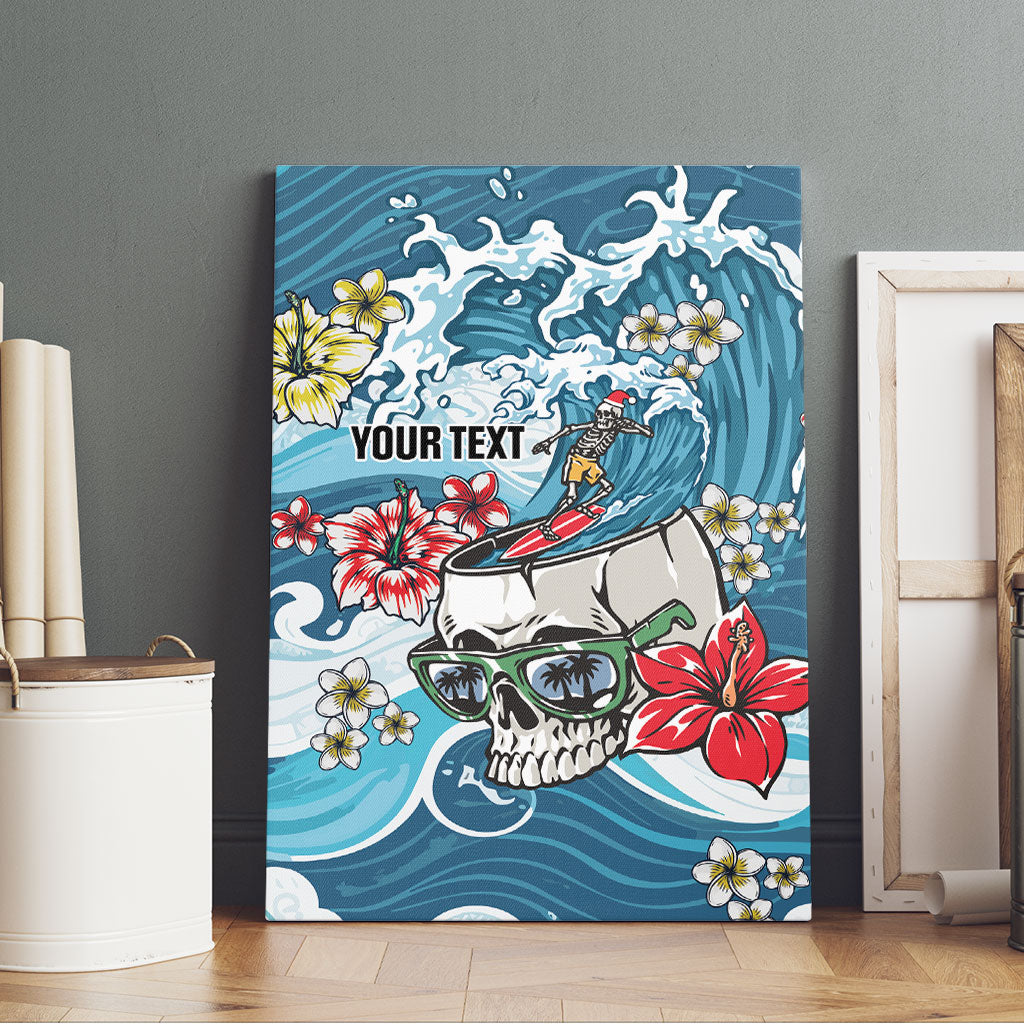 Hawaii Santa Skeleton Surfing Personalized Canvas Wall Art Mele Kalikimaka i Iulai! LT9 - Polynesian Pride