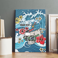 Hawaii Santa Skeleton Surfing Personalized Canvas Wall Art Mele Kalikimaka i Iulai! LT9 - Polynesian Pride