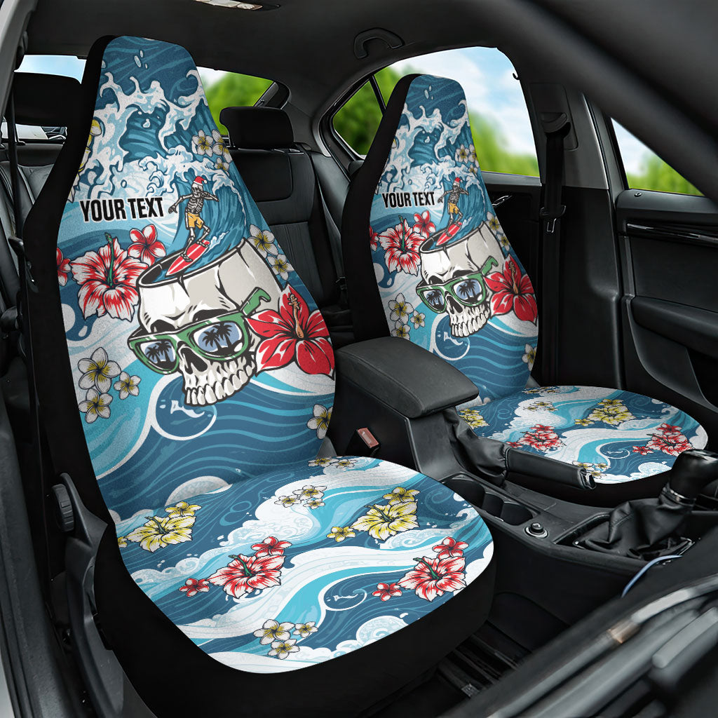 Hawaii Santa Skeleton Surfing Personalized Car Seat Cover Mele Kalikimaka i Iulai!