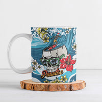 Hawaii Santa Skeleton Surfing Personalized Ceramic Mug Mele Kalikimaka i Iulai! LT9 Blue - Polynesian Pride