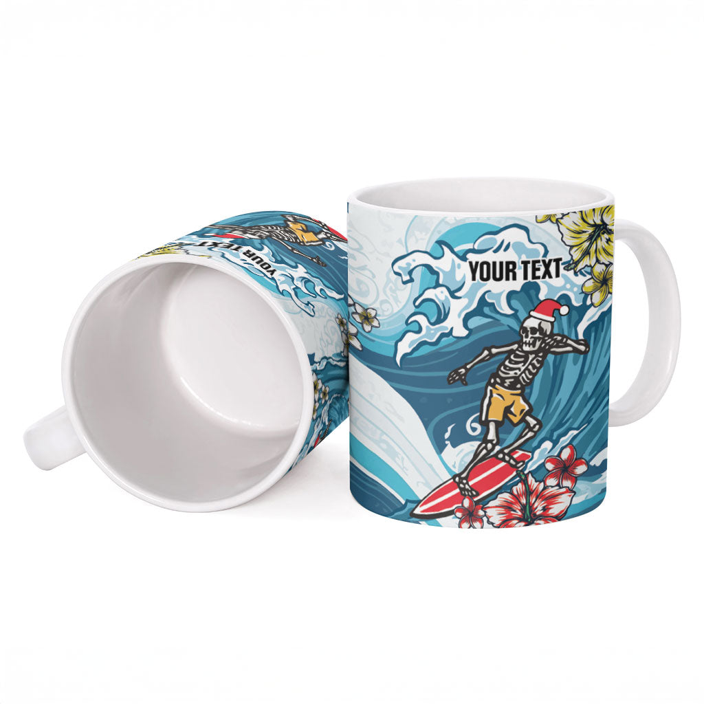 Hawaii Santa Skeleton Surfing Personalized Ceramic Mug Mele Kalikimaka i Iulai! LT9 - Polynesian Pride
