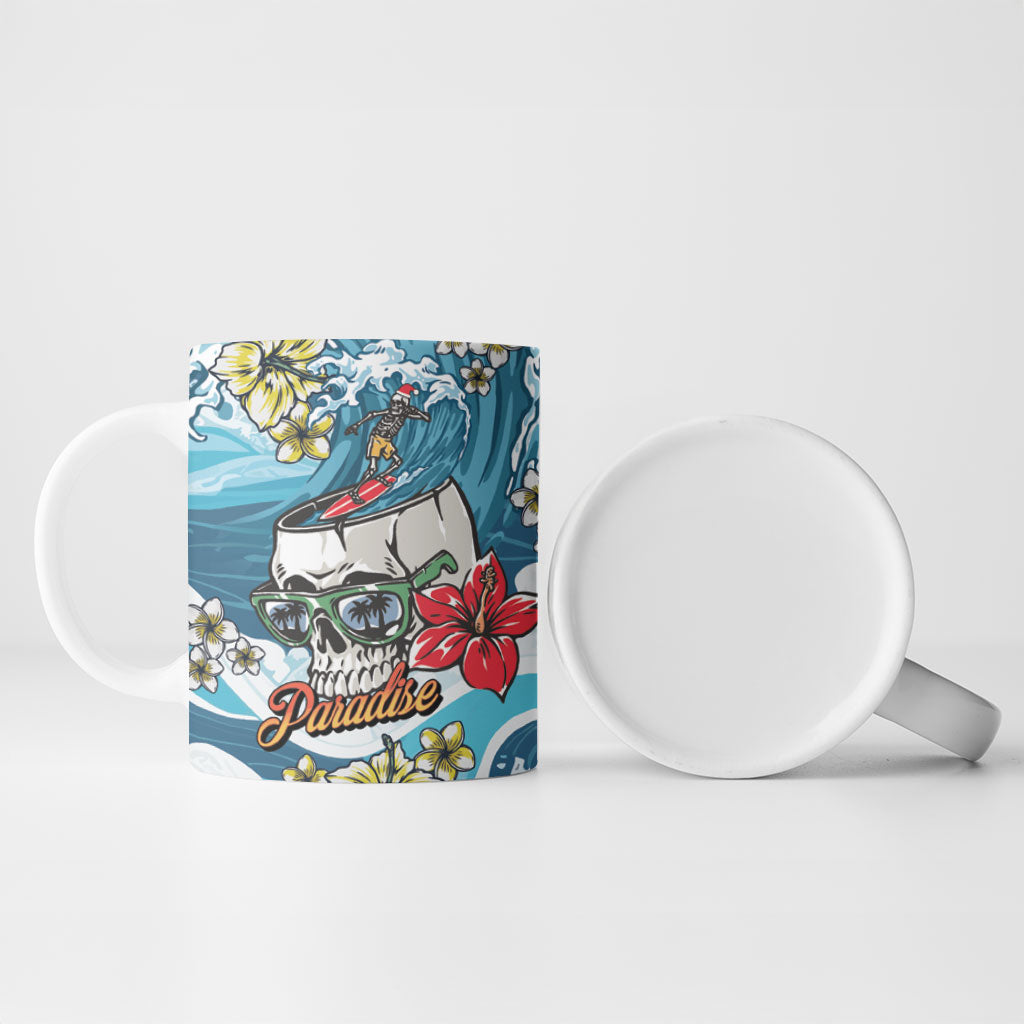Hawaii Santa Skeleton Surfing Personalized Ceramic Mug Mele Kalikimaka i Iulai! LT9 - Polynesian Pride