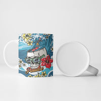 Hawaii Santa Skeleton Surfing Personalized Ceramic Mug Mele Kalikimaka i Iulai! LT9 - Polynesian Pride