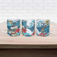 Hawaii Santa Skeleton Surfing Personalized Ceramic Mug Mele Kalikimaka i Iulai! LT9 - Polynesian Pride