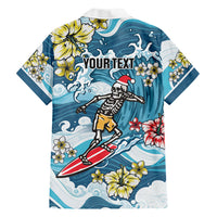 Hawaii Santa Skeleton Surfing Personalized Family Matching Summer Maxi Dress and Hawaiian Shirt Mele Kalikimaka i Iulai!