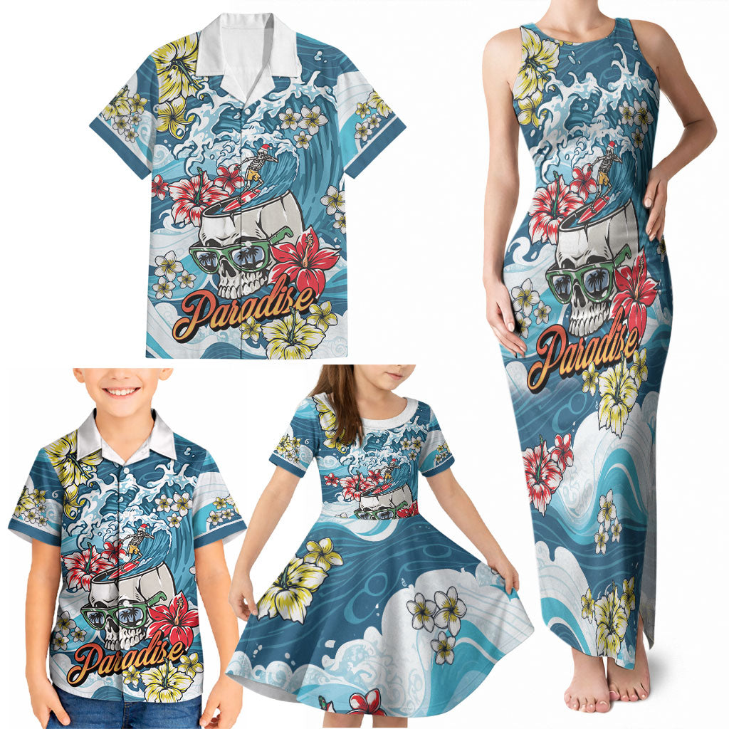 Hawaii Santa Skeleton Surfing Personalized Family Matching Tank Maxi Dress and Hawaiian Shirt Mele Kalikimaka i Iulai! LT9 - Polynesian Pride