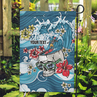 Hawaii Santa Skeleton Surfing Personalized Garden Flag Mele Kalikimaka i Iulai! LT9 Garden Flag Blue - Polynesian Pride