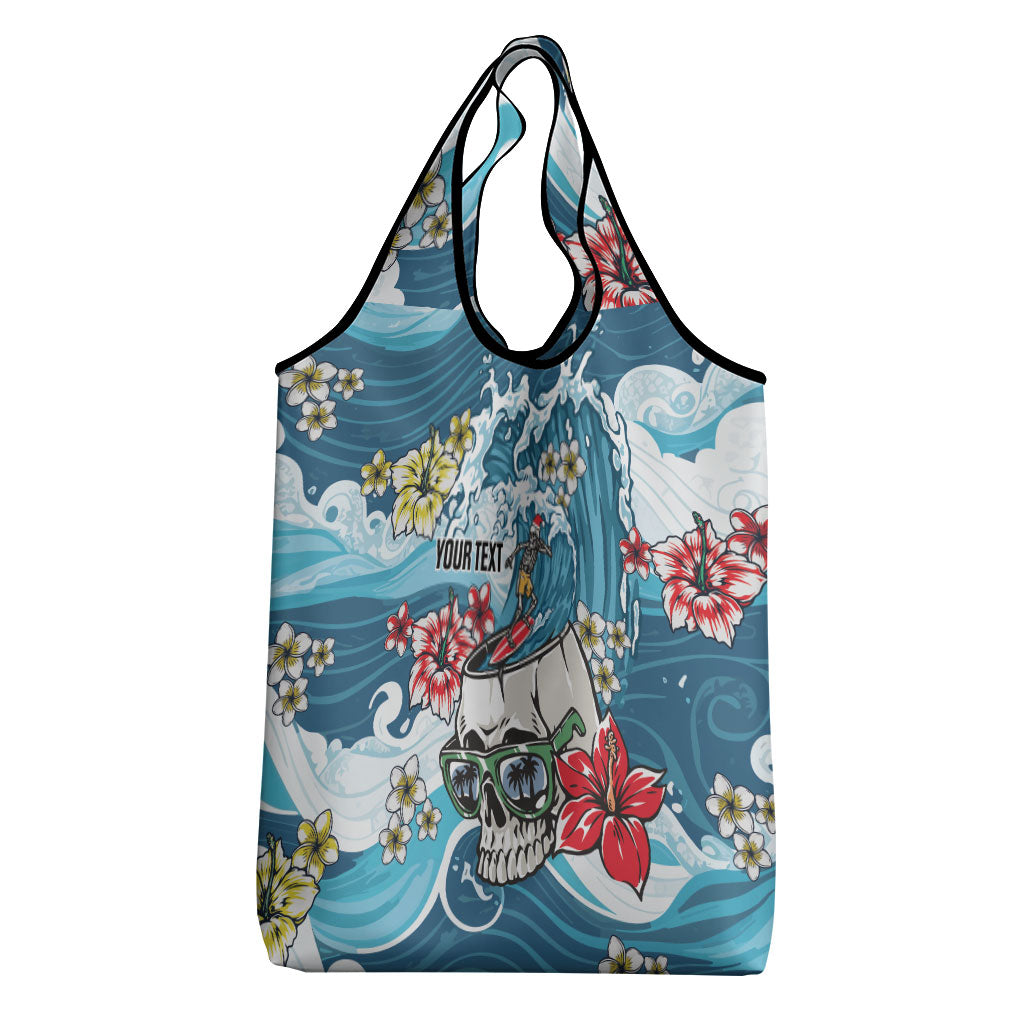 Hawaii Santa Skeleton Surfing Personalized Grocery Bag Mele Kalikimaka i Iulai! LT9 - Polynesian Pride