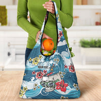 Hawaii Santa Skeleton Surfing Personalized Grocery Bag Mele Kalikimaka i Iulai! LT9 - Polynesian Pride