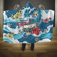 Hawaii Santa Skeleton Surfing Personalized Hooded Blanket Mele Kalikimaka i Iulai! LT9 - Polynesian Pride