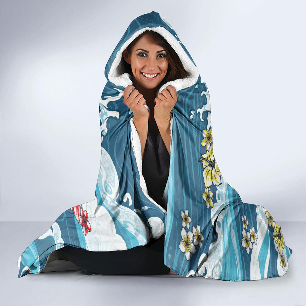 Hawaii Santa Skeleton Surfing Personalized Hooded Blanket Mele Kalikimaka i Iulai! LT9 - Polynesian Pride