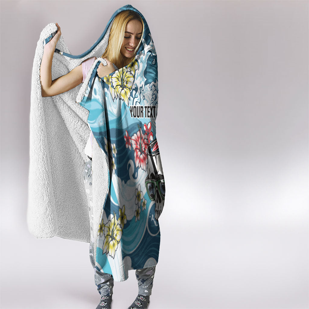 Hawaii Santa Skeleton Surfing Personalized Hooded Blanket Mele Kalikimaka i Iulai! LT9 - Polynesian Pride