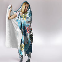 Hawaii Santa Skeleton Surfing Personalized Hooded Blanket Mele Kalikimaka i Iulai! LT9 - Polynesian Pride