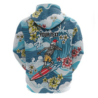 Hawaii Santa Skeleton Surfing Personalized Hoodie Mele Kalikimaka i Iulai! LT9 - Polynesian Pride