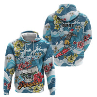 Hawaii Santa Skeleton Surfing Personalized Hoodie Mele Kalikimaka i Iulai! LT9 - Polynesian Pride