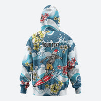 Hawaii Santa Skeleton Surfing Personalized Hoodie Mele Kalikimaka i Iulai! LT9 - Polynesian Pride