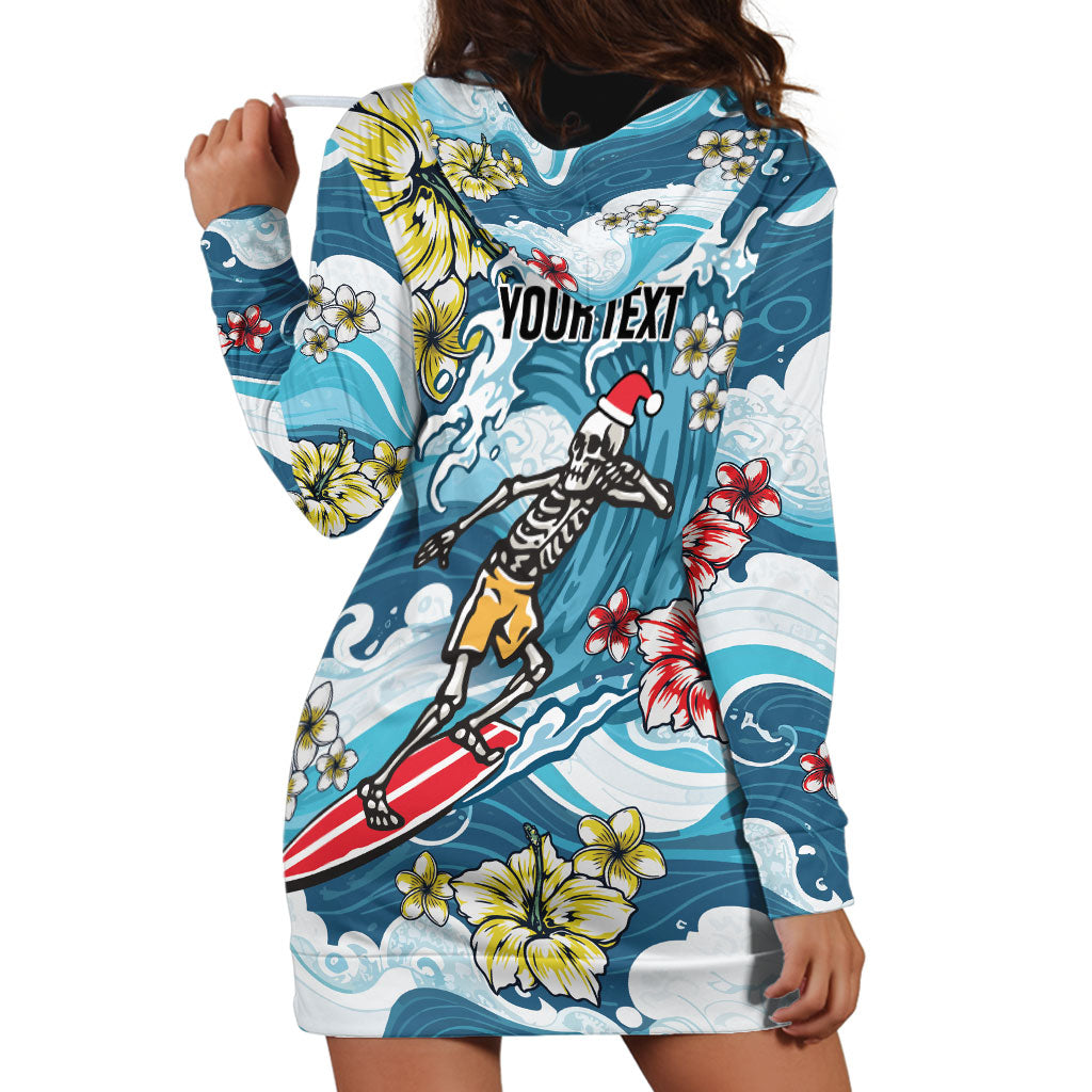 Hawaii Santa Skeleton Surfing Personalized Hoodie Dress Mele Kalikimaka i Iulai! LT9 - Polynesian Pride