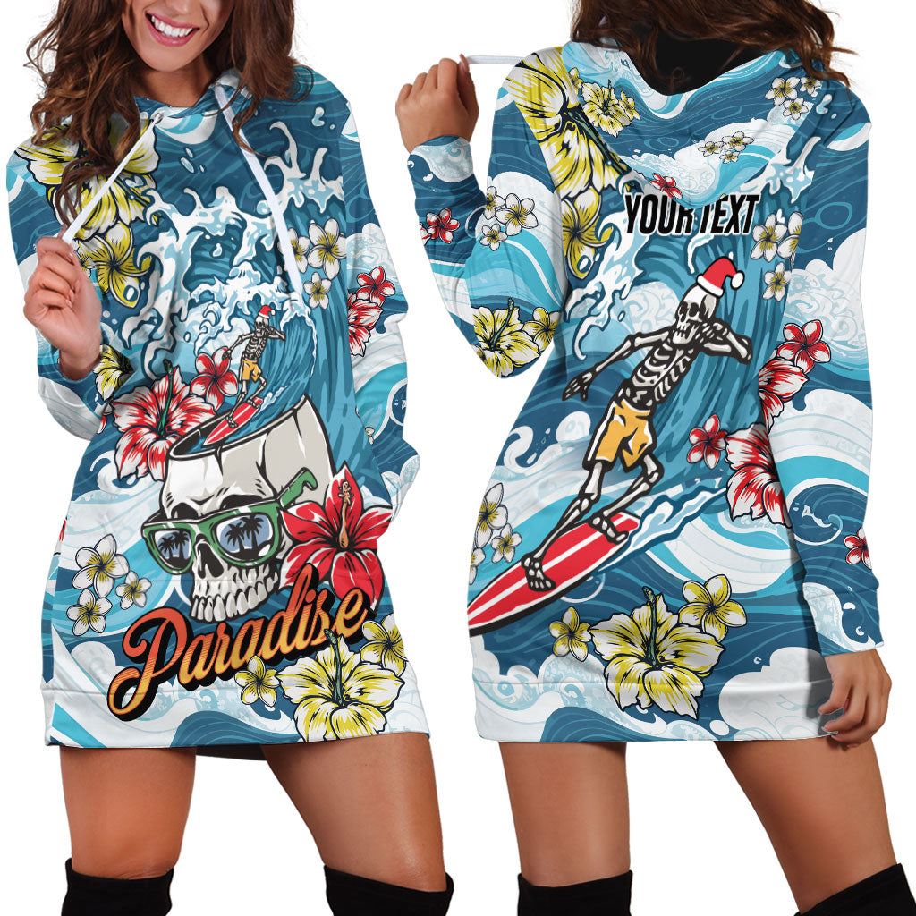 Hawaii Santa Skeleton Surfing Personalized Hoodie Dress Mele Kalikimaka i Iulai! LT9 - Polynesian Pride