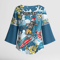 Hawaii Santa Skeleton Surfing Personalized Kimono Sleeve Blouse Mele Kalikimaka i Iulai! LT9 - Polynesian Pride