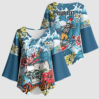 Hawaii Santa Skeleton Surfing Personalized Kimono Sleeve Blouse Mele Kalikimaka i Iulai! LT9 - Polynesian Pride