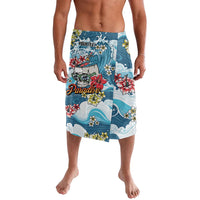 Hawaii Santa Skeleton Surfing Personalized Lavalava Mele Kalikimaka i Iulai! LT9 Blue - Polynesian Pride