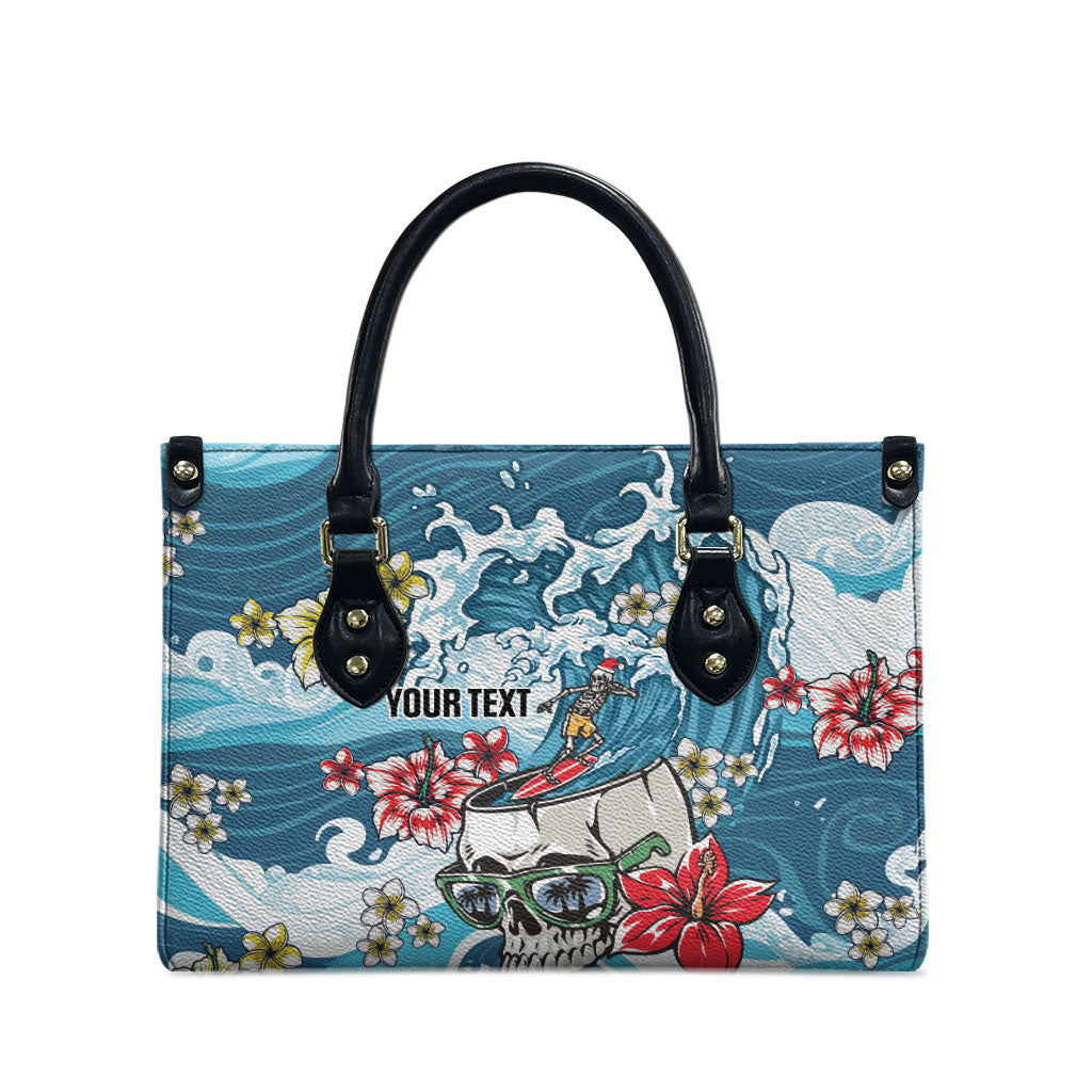 Hawaii Santa Skeleton Surfing Personalized Leather Bag Mele Kalikimaka i Iulai! LT9 - Polynesian Pride