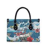 Hawaii Santa Skeleton Surfing Personalized Leather Bag Mele Kalikimaka i Iulai! LT9 - Polynesian Pride