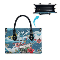 Hawaii Santa Skeleton Surfing Personalized Leather Bag Mele Kalikimaka i Iulai! LT9 - Polynesian Pride