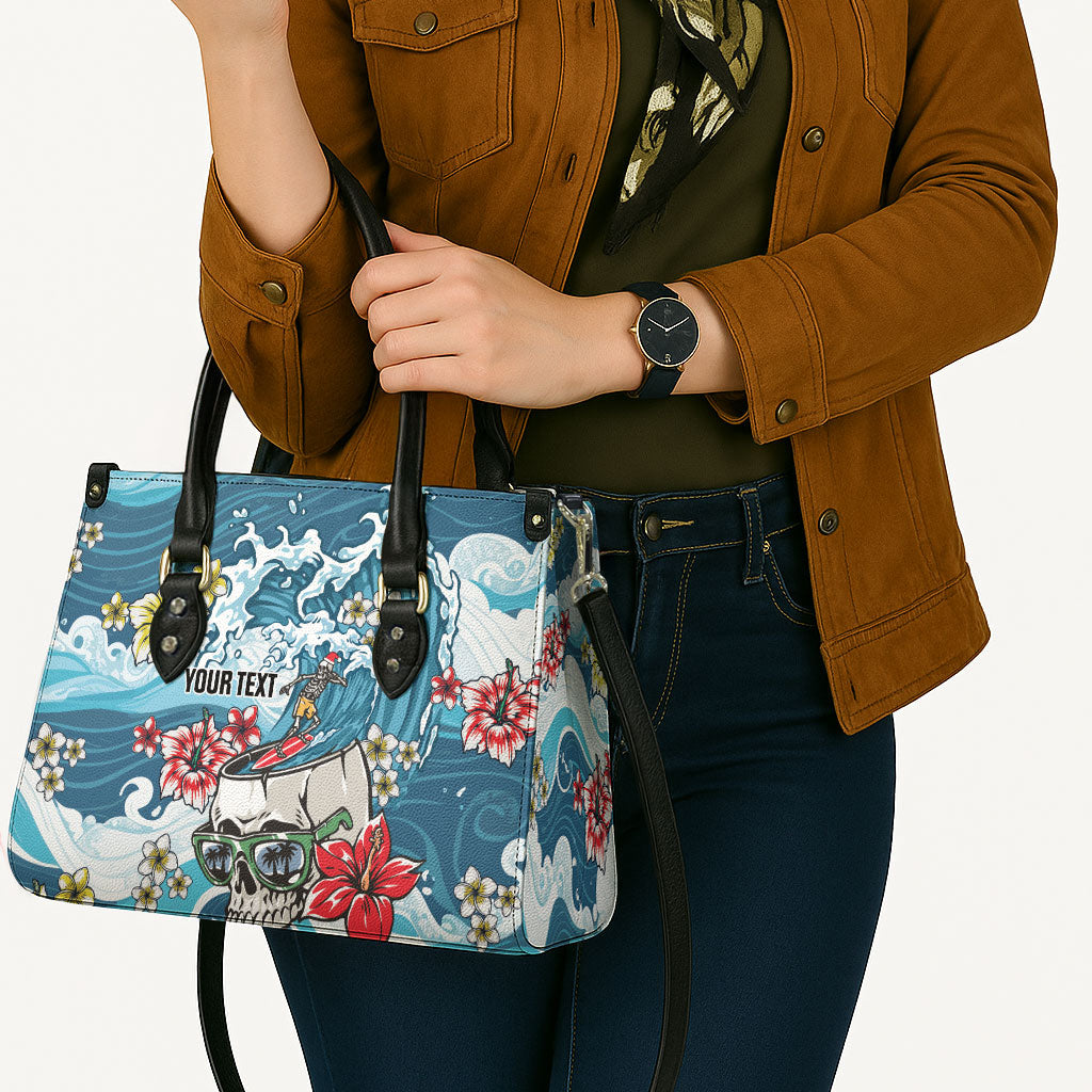 Hawaii Santa Skeleton Surfing Personalized Leather Bag Mele Kalikimaka i Iulai! LT9 - Polynesian Pride