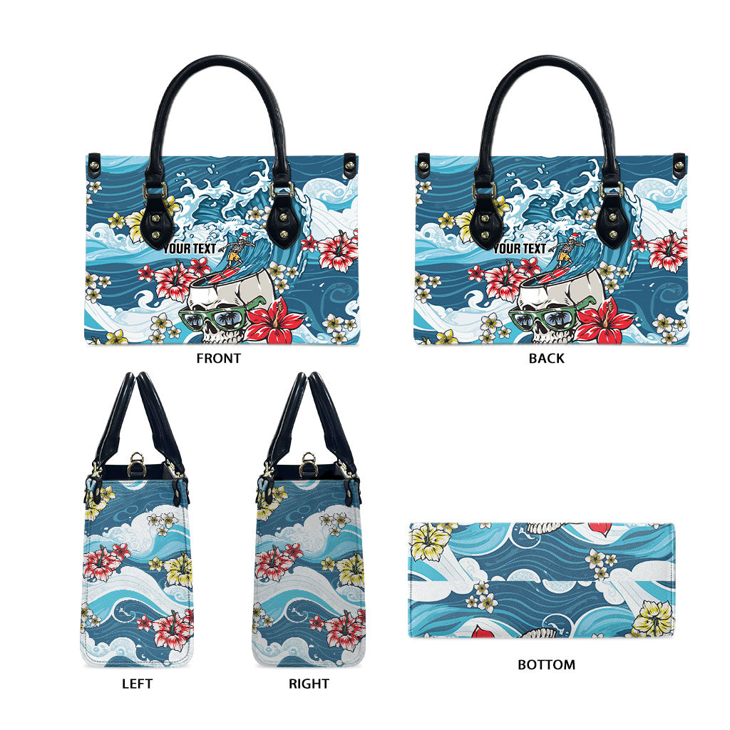 Hawaii Santa Skeleton Surfing Personalized Leather Bag Mele Kalikimaka i Iulai! LT9 - Polynesian Pride