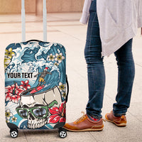 Hawaii Santa Skeleton Surfing Personalized Luggage Cover Mele Kalikimaka i Iulai! LT9 Blue - Polynesian Pride