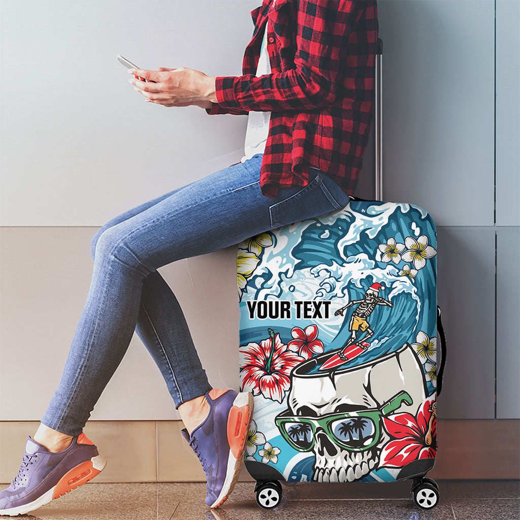 Hawaii Santa Skeleton Surfing Personalized Luggage Cover Mele Kalikimaka i Iulai! LT9 - Polynesian Pride