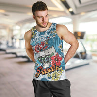 Hawaii Santa Skeleton Surfing Personalized Men Tank Top Mele Kalikimaka i Iulai! LT9 Blue - Polynesian Pride