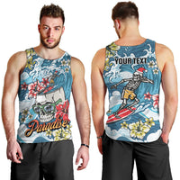 Hawaii Santa Skeleton Surfing Personalized Men Tank Top Mele Kalikimaka i Iulai! LT9 - Polynesian Pride