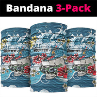 Hawaii Santa Skeleton Surfing Personalized Neck Gaiter Mele Kalikimaka i Iulai! LT9 package One Size: 25*50cm Blue - Polynesian Pride