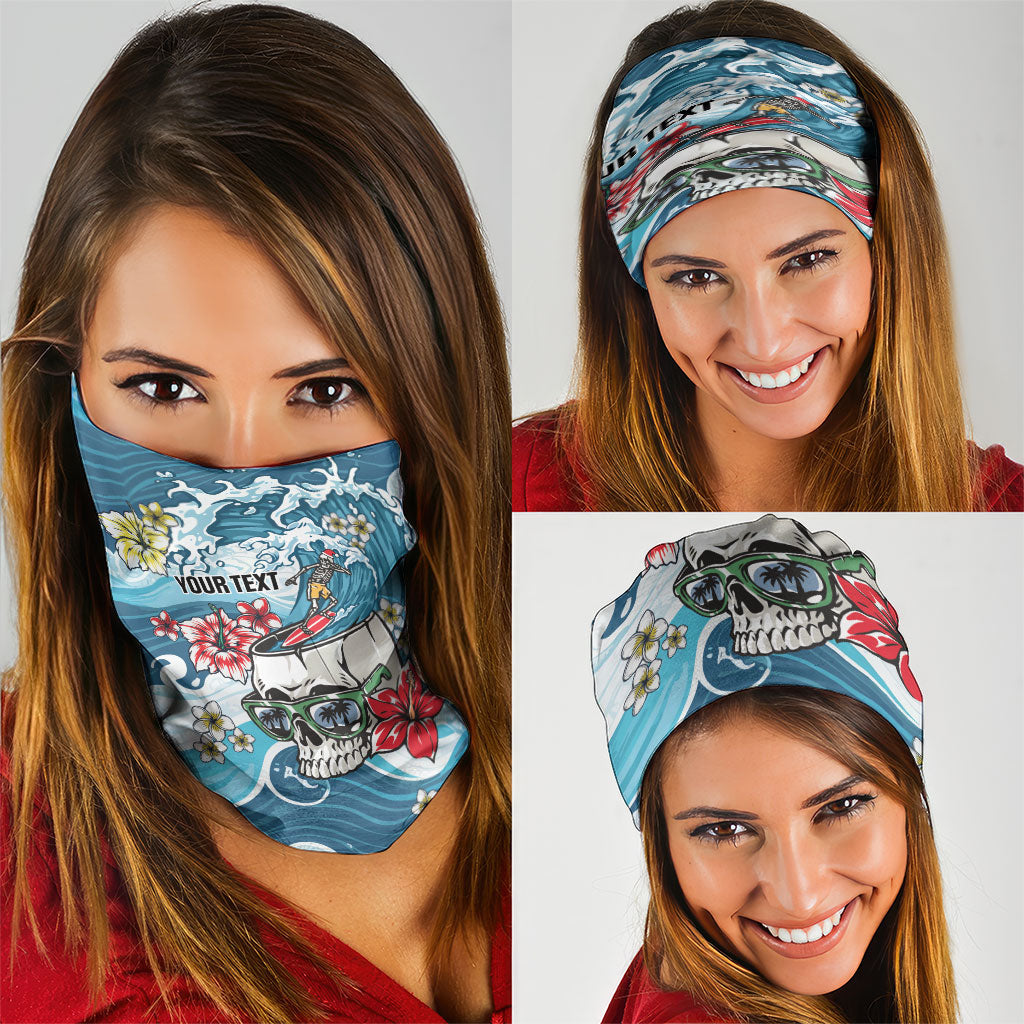 Hawaii Santa Skeleton Surfing Personalized Neck Gaiter Mele Kalikimaka i Iulai! LT9 - Polynesian Pride