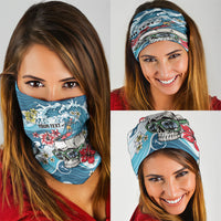Hawaii Santa Skeleton Surfing Personalized Neck Gaiter Mele Kalikimaka i Iulai! LT9 - Polynesian Pride
