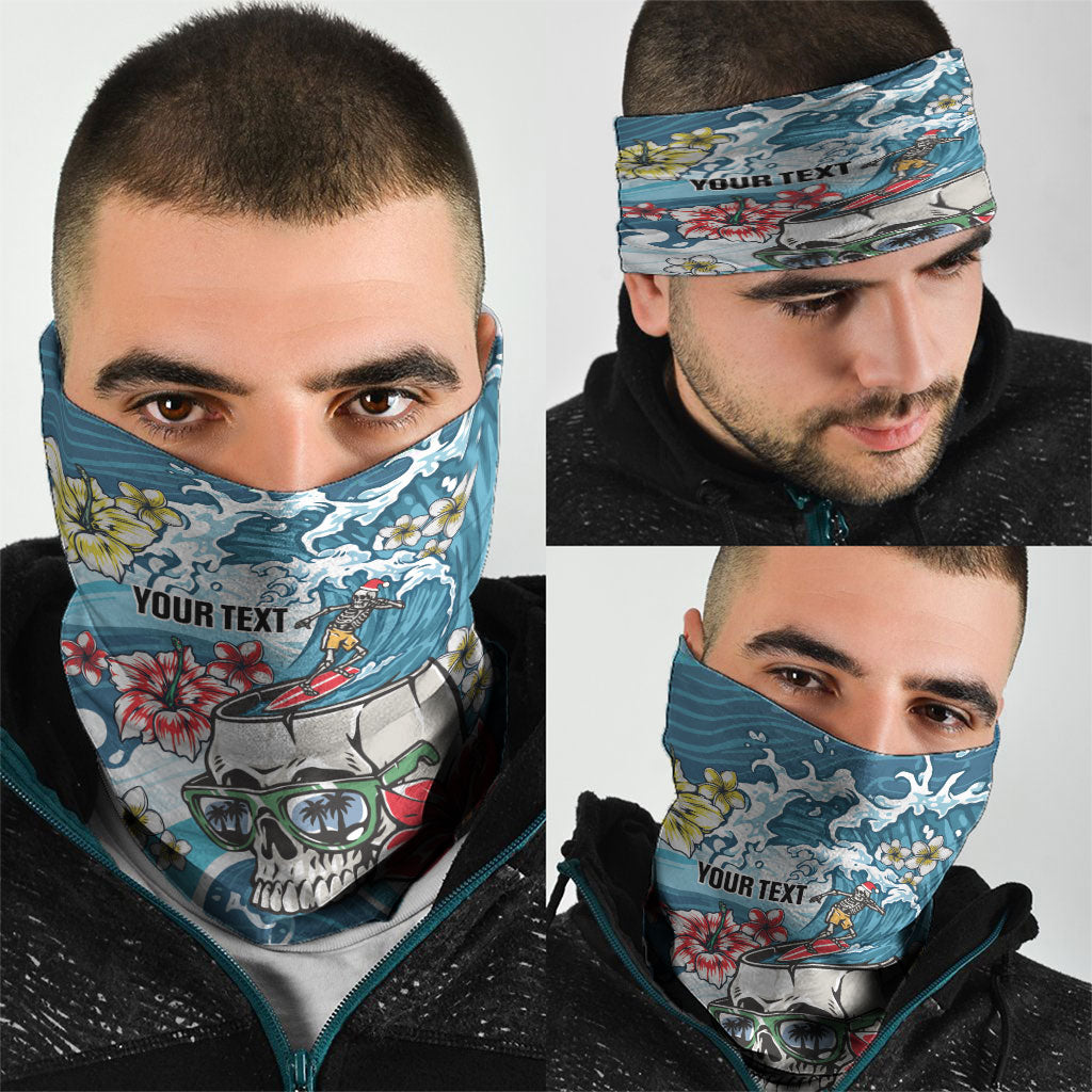 Hawaii Santa Skeleton Surfing Personalized Neck Gaiter Mele Kalikimaka i Iulai! LT9 - Polynesian Pride