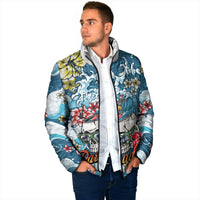 Hawaii Santa Skeleton Surfing Personalized Padded Jacket Mele Kalikimaka i Iulai! LT9 - Polynesian Pride