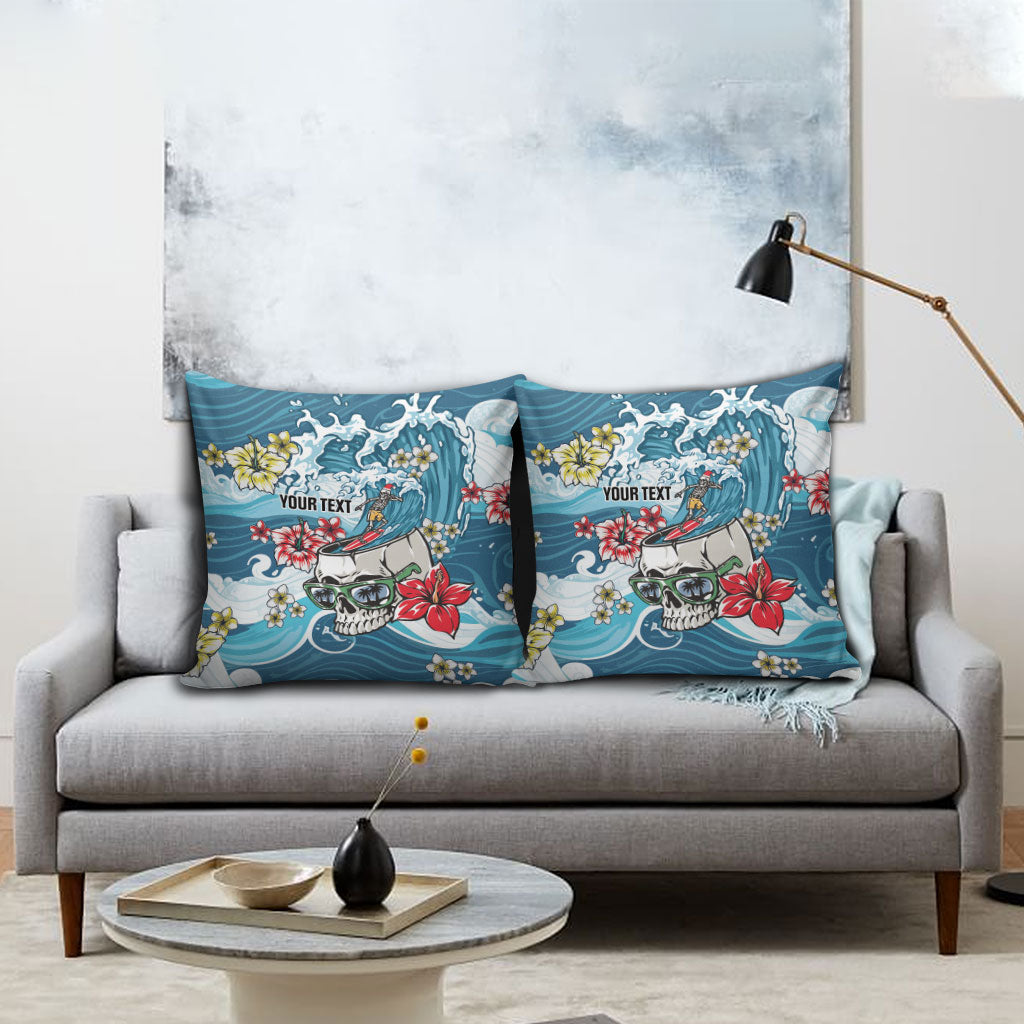 Hawaii Santa Skeleton Surfing Personalized Pillow Cover Mele Kalikimaka i Iulai! LT9 - Polynesian Pride