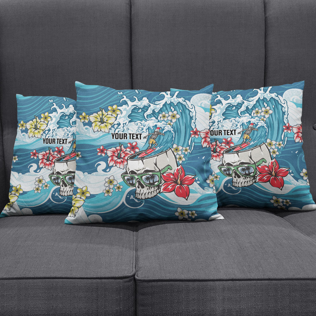 Hawaii Santa Skeleton Surfing Personalized Pillow Cover Mele Kalikimaka i Iulai! LT9 - Polynesian Pride