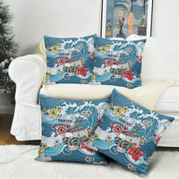 Hawaii Santa Skeleton Surfing Personalized Pillow Cover Mele Kalikimaka i Iulai! LT9 - Polynesian Pride