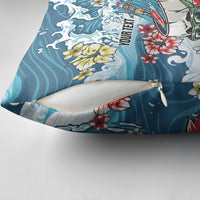 Hawaii Santa Skeleton Surfing Personalized Pillow Cover Mele Kalikimaka i Iulai! LT9 - Polynesian Pride