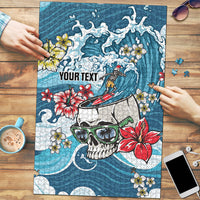 Hawaii Santa Skeleton Surfing Personalized Puzzle Mele Kalikimaka i Iulai! LT9 Blue - Polynesian Pride