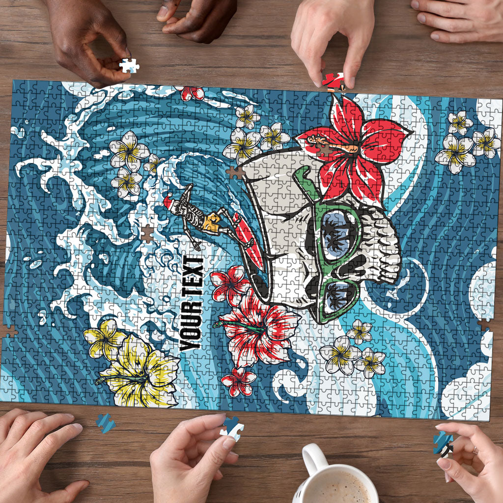 Hawaii Santa Skeleton Surfing Personalized Puzzle Mele Kalikimaka i Iulai! LT9 - Polynesian Pride