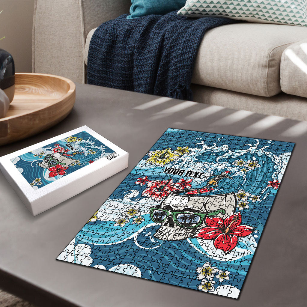 Hawaii Santa Skeleton Surfing Personalized Puzzle Mele Kalikimaka i Iulai! LT9 - Polynesian Pride