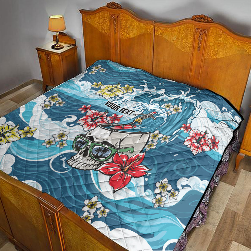 Hawaii Santa Skeleton Surfing Personalized Quilt Mele Kalikimaka i Iulai! LT9 - Polynesian Pride